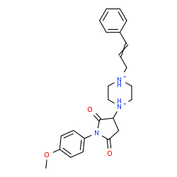 ChemSpider 2D Image | 1-Cinnamyl-4-[1-(4-methoxyphenyl)-2,5-dioxo-3-pyrrolidinyl]piperazinediium | C24H29N3O3