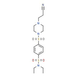 ChemSpider 2D Image | 4-{[4-(2-Cyanoethyl)-1-piperazinyl]sulfonyl}-N,N-diethylbenzenesulfonamide | C17H26N4O4S2
