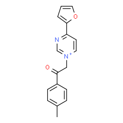 ChemSpider 2D Image | 4-(2-Furyl)-1-[2-(4-methylphenyl)-2-oxoethyl]pyrimidin-1-ium | C17H15N2O2