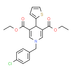 ChemSpider 2D Image | Diethyl 1-(4-chlorobenzyl)-4-(2-thienyl)-1,4-dihydro-3,5-pyridinedicarboxylate | C22H22ClNO4S