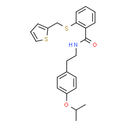 ChemSpider 2D Image | N-[2-(4-Isopropoxyphenyl)ethyl]-2-[(2-thienylmethyl)sulfanyl]benzamide | C23H25NO2S2
