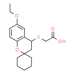ChemSpider 2D Image | [(6-Ethoxy-3,4-dihydrospiro[chromene-2,1'-cyclohexan]-4-yl)sulfanyl]acetic acid | C18H24O4S