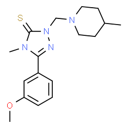 ChemSpider 2D Image | 5-(3-Methoxyphenyl)-4-methyl-2-[(4-methyl-1-piperidinyl)methyl]-2,4-dihydro-3H-1,2,4-triazole-3-thione | C17H24N4OS
