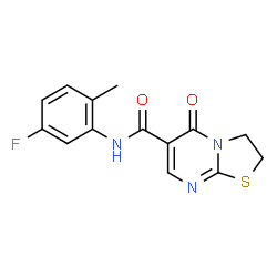 ChemSpider 2D Image | N-(5-Fluoro-2-methylphenyl)-5-oxo-2,3-dihydro-5H-[1,3]thiazolo[3,2-a]pyrimidine-6-carboxamide | C14H12FN3O2S