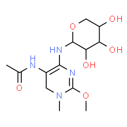 ChemSpider 2D Image | N-(5-Acetamido-2-methoxy-1-methyl-1,6-dihydro-4-pyrimidinyl)pentopyranosylamine | C13H22N4O6