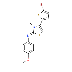 ChemSpider 2D Image | (2Z)-4-(5-Bromo-2-thienyl)-N-(4-ethoxyphenyl)-3-methyl-1,3-thiazol-2(3H)-imine | C16H15BrN2OS2