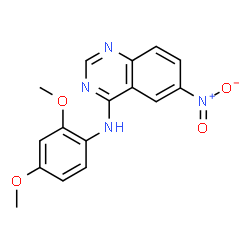 ChemSpider 2D Image | N-(2,4-Dimethoxyphenyl)-6-nitro-4-quinazolinamine | C16H14N4O4
