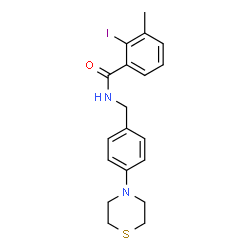 ChemSpider 2D Image | 2-Iodo-3-methyl-N-[4-(4-thiomorpholinyl)benzyl]benzamide | C19H21IN2OS