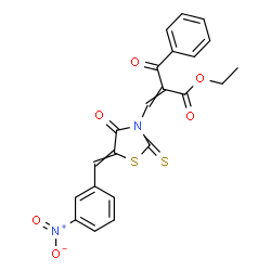 ChemSpider 2D Image | Ethyl 2-benzoyl-3-[5-(3-nitrobenzylidene)-4-oxo-2-thioxo-1,3-thiazolidin-3-yl]acrylate | C22H16N2O6S2