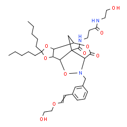 ChemSpider 2D Image | 11-{3-[2-(2-Hydroxyethoxy)vinyl]benzyl}-N-{3-[(2-hydroxyethyl)amino]-3-oxopropyl}-9-oxo-4,4-dipentyl-3,5,8,12-tetraoxa-11-azatetracyclo[5.5.2.0~2,6~.0~10,13~]tetradecane-13-carboxamide | C36H53N3O10