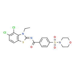 ChemSpider 2D Image | N-[(2Z)-4,5-Dichloro-3-ethyl-1,3-benzothiazol-2(3H)-ylidene]-4-(4-morpholinylsulfonyl)benzamide | C20H19Cl2N3O4S2
