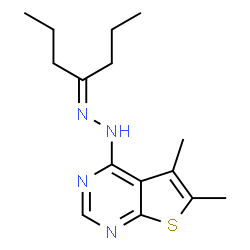 ChemSpider 2D Image | 4-[2-(4-Heptanylidene)hydrazino]-5,6-dimethylthieno[2,3-d]pyrimidine | C15H22N4S