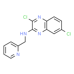 ChemSpider 2D Image | 3,7-Dichloro-N-(2-pyridinylmethyl)-2-quinoxalinamine | C14H10Cl2N4