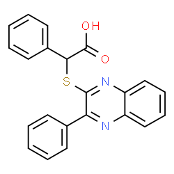 ChemSpider 2D Image | Phenyl[(3-phenyl-2-quinoxalinyl)sulfanyl]acetic acid | C22H16N2O2S
