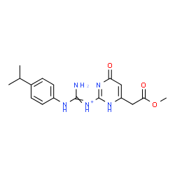 ChemSpider 2D Image | Amino[(4-isopropylphenyl)amino]-N-[6-(2-methoxy-2-oxoethyl)-4-oxo-1,4-dihydro-2-pyrimidinyl]methaniminium | C17H22N5O3