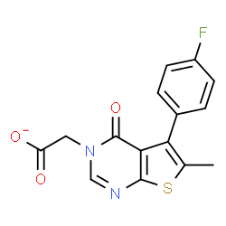 ChemSpider 2D Image | [5-(4-Fluorophenyl)-6-methyl-4-oxothieno[2,3-d]pyrimidin-3(4H)-yl]acetate | C15H10FN2O3S