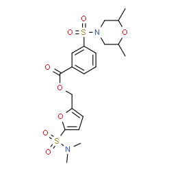 ChemSpider 2D Image | [5-(Dimethylsulfamoyl)-2-furyl]methyl 3-[(2,6-dimethyl-4-morpholinyl)sulfonyl]benzoate | C20H26N2O8S2