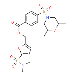 ChemSpider 2D Image | [5-(Dimethylsulfamoyl)-2-furyl]methyl 4-[(2,6-dimethyl-4-morpholinyl)sulfonyl]benzoate | C20H26N2O8S2