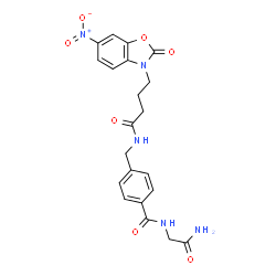 ChemSpider 2D Image | N-(2-Amino-2-oxoethyl)-4-({[4-(6-nitro-2-oxo-1,3-benzoxazol-3(2H)-yl)butanoyl]amino}methyl)benzamide | C21H21N5O7
