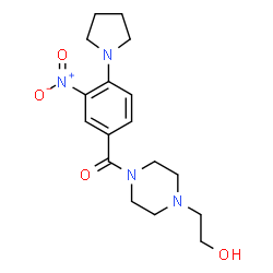 ChemSpider 2D Image | [4-(2-Hydroxyethyl)-1-piperazinyl][3-nitro-4-(1-pyrrolidinyl)phenyl]methanone | C17H24N4O4