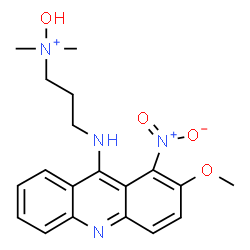 ChemSpider 2D Image | Hydroxy{3-[(2-methoxy-1-nitro-9-acridinyl)amino]propyl}dimethylammonium | C19H23N4O4