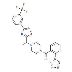 ChemSpider 2D Image | [2-(1H-Tetrazol-1-yl)phenyl][4-(1-{3-[3-(trifluoromethyl)phenyl]-1,2,4-oxadiazol-5-yl}ethyl)-1-piperazinyl]methanone | C23H21F3N8O2