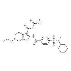 ChemSpider 2D Image | 2-({4-[Cyclohexyl(methyl)sulfamoyl]benzoyl}amino)-N-(methylcarbamoyl)-6-propyl-4,5,6,7-tetrahydrothieno[2,3-c]pyridine-3-carboxamide | C27H37N5O5S2