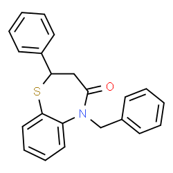 ChemSpider 2D Image | 5-Benzyl-2-phenyl-2,3-dihydro-1,5-benzothiazepin-4(5H)-one | C22H19NOS