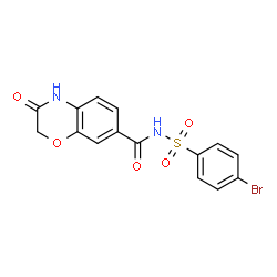 ChemSpider 2D Image | N-[(4-Bromophenyl)sulfonyl]-3-oxo-3,4-dihydro-2H-1,4-benzoxazine-7-carboxamide | C15H11BrN2O5S