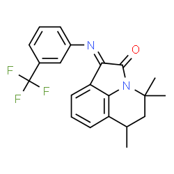 ChemSpider 2D Image | (1E)-4,4,6-Trimethyl-1-{[3-(trifluoromethyl)phenyl]imino}-5,6-dihydro-4H-pyrrolo[3,2,1-ij]quinolin-2(1H)-one | C21H19F3N2O