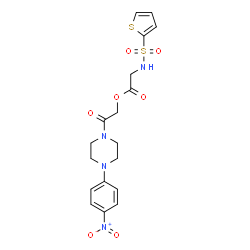 ChemSpider 2D Image | 2-[4-(4-Nitrophenyl)-1-piperazinyl]-2-oxoethyl N-(2-thienylsulfonyl)glycinate | C18H20N4O7S2