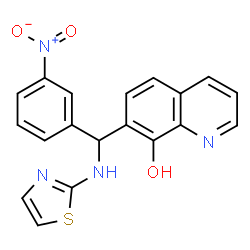 ChemSpider 2D Image | 7-[(3-Nitrophenyl)(1,3-thiazol-2-ylamino)methyl]-8-quinolinol | C19H14N4O3S