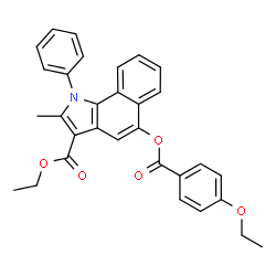 ChemSpider 2D Image | Ethyl 5-[(4-ethoxybenzoyl)oxy]-2-methyl-1-phenyl-1H-benzo[g]indole-3-carboxylate | C31H27NO5