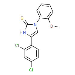 ChemSpider 2D Image | 4-(2,4-Dichloro-phenyl)-1-(2-methoxy-phenyl)-1H-imidazole-2-thiol | C16H12Cl2N2OS