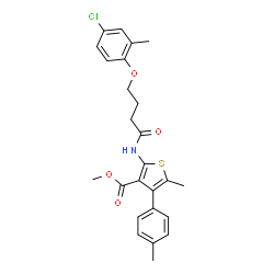 ChemSpider 2D Image | Methyl 2-{[4-(4-chloro-2-methylphenoxy)butanoyl]amino}-5-methyl-4-(4-methylphenyl)-3-thiophenecarboxylate | C25H26ClNO4S