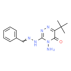 ChemSpider 2D Image | 4-Amino-3-(2-benzylidenehydrazino)-6-(2-methyl-2-propanyl)-1,2,4-triazin-5(4H)-one | C14H18N6O
