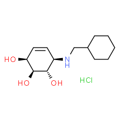 ChemSpider 2D Image | (1S,2S,3S,6R)-6-[(Cyclohexylmethyl)amino]-4-cyclohexene-1,2,3-triol hydrochloride (1:1) | C13H24ClNO3