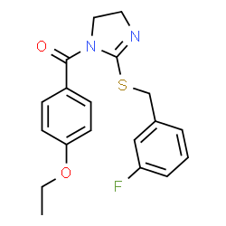 ChemSpider 2D Image | (4-Ethoxyphenyl){2-[(3-fluorobenzyl)sulfanyl]-4,5-dihydro-1H-imidazol-1-yl}methanone | C19H19FN2O2S