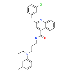 ChemSpider 2D Image | 2-[(3-Chlorophenyl)sulfanyl]-N-{3-[ethyl(3-methylphenyl)amino]propyl}-4-quinolinecarboxamide | C28H28ClN3OS