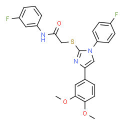 ChemSpider 2D Image | 2-{[4-(3,4-Dimethoxyphenyl)-1-(4-fluorophenyl)-1H-imidazol-2-yl]sulfanyl}-N-(3-fluorophenyl)acetamide | C25H21F2N3O3S