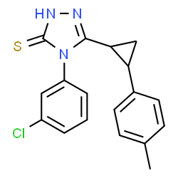 ChemSpider 2D Image | 4-(3-Chlorophenyl)-5-[2-(4-methylphenyl)cyclopropyl]-2,4-dihydro-3H-1,2,4-triazole-3-thione | C18H16ClN3S