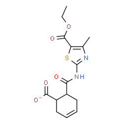 ChemSpider 2D Image | 6-{[5-(Ethoxycarbonyl)-4-methyl-1,3-thiazol-2-yl]carbamoyl}-3-cyclohexene-1-carboxylate | C15H17N2O5S