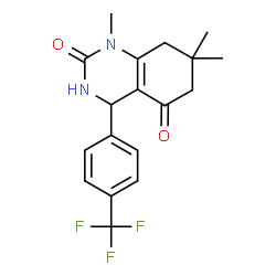 ChemSpider 2D Image | 1,7,7-Trimethyl-4-[4-(trifluoromethyl)phenyl]-4,6,7,8-tetrahydro-2,5(1H,3H)-quinazolinedione | C18H19F3N2O2