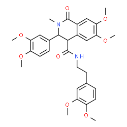 ChemSpider 2D Image | 3-(3,4-Dimethoxyphenyl)-N-[2-(3,4-dimethoxyphenyl)ethyl]-6,7-dimethoxy-2-methyl-1-oxo-1,2,3,4-tetrahydro-4-isoquinolinecarboxamide | C31H36N2O8