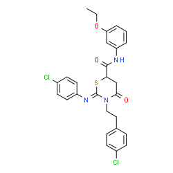 ChemSpider 2D Image | (2Z)-3-[2-(4-Chlorophenyl)ethyl]-2-[(4-chlorophenyl)imino]-N-(3-ethoxyphenyl)-4-oxo-1,3-thiazinane-6-carboxamide | C27H25Cl2N3O3S