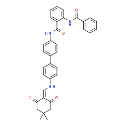 ChemSpider 2D Image | 2-(Benzoylamino)-N-(4'-{[(4,4-dimethyl-2,6-dioxocyclohexylidene)methyl]amino}-4-biphenylyl)benzamide | C35H31N3O4