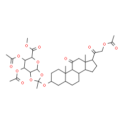 ChemSpider 2D Image | Methyl 1,2-O-{1-[(21-acetoxy-11,20-dioxopregnan-3-yl)oxy]ethylidene}-3,4-di-O-acetylhexopyranuronate | C36H50O14
