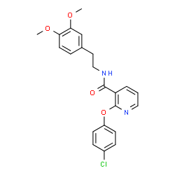ChemSpider 2D Image | 2-(4-Chlorophenoxy)-N-[2-(3,4-dimethoxyphenyl)ethyl]nicotinamide | C22H21ClN2O4