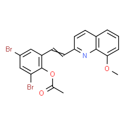 ChemSpider 2D Image | 2,4-Dibromo-6-[2-(8-methoxy-2-quinolinyl)vinyl]phenyl acetate | C20H15Br2NO3