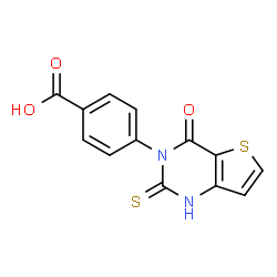 ChemSpider 2D Image | 4-(4-Oxo-2-thioxo-1,4-dihydrothieno[3,2-d]pyrimidin-3(2H)-yl)benzoic acid | C13H8N2O3S2